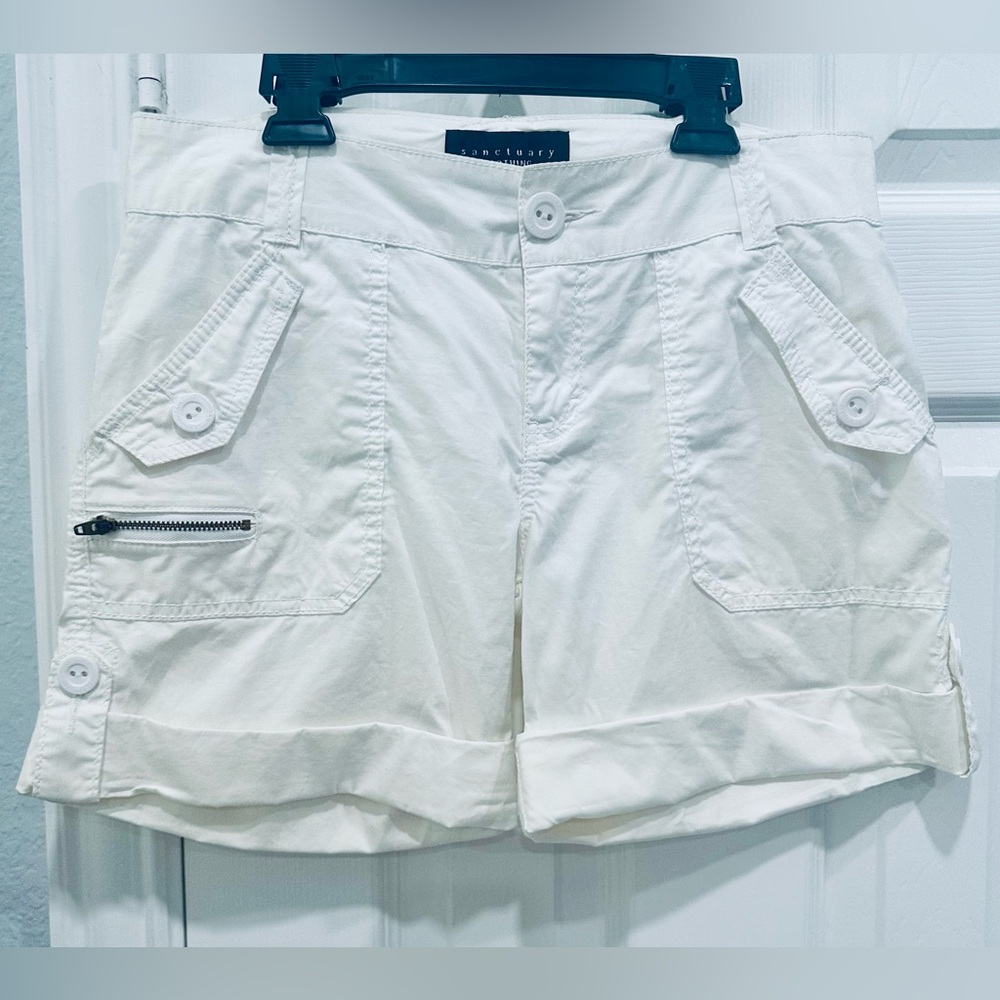 Sanctuary White Cargo Bermuda Shorts